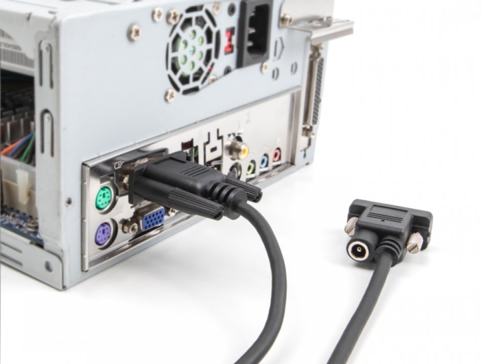 Imagine Cablu serial RS-232 D-Sub 9 pini cu alimentare DC M-M 3m